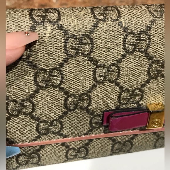GUCCI GG Supreme Ribbon Flap Coated Canvas Wallet 🔥😍🎀 - Picture 16 of 17